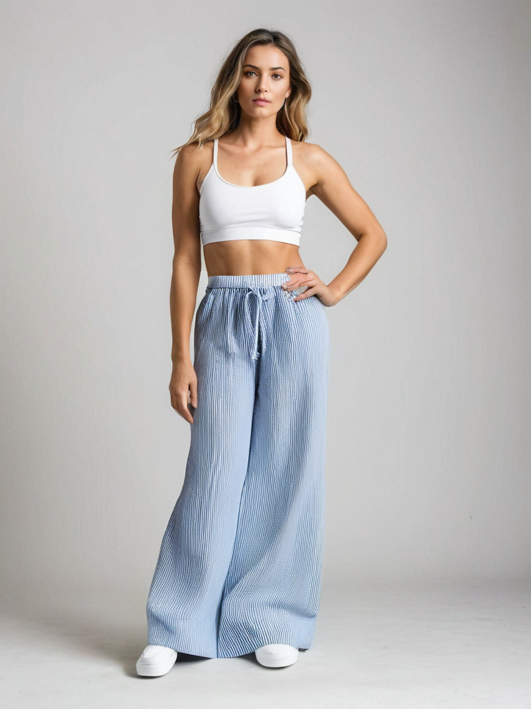 Maison Nala | Striped Wide Leg Pants