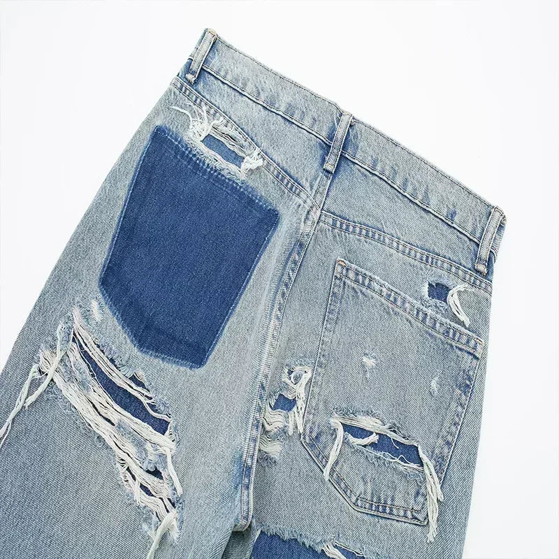 Maison Nala | Patchwork Destroyed Jeans